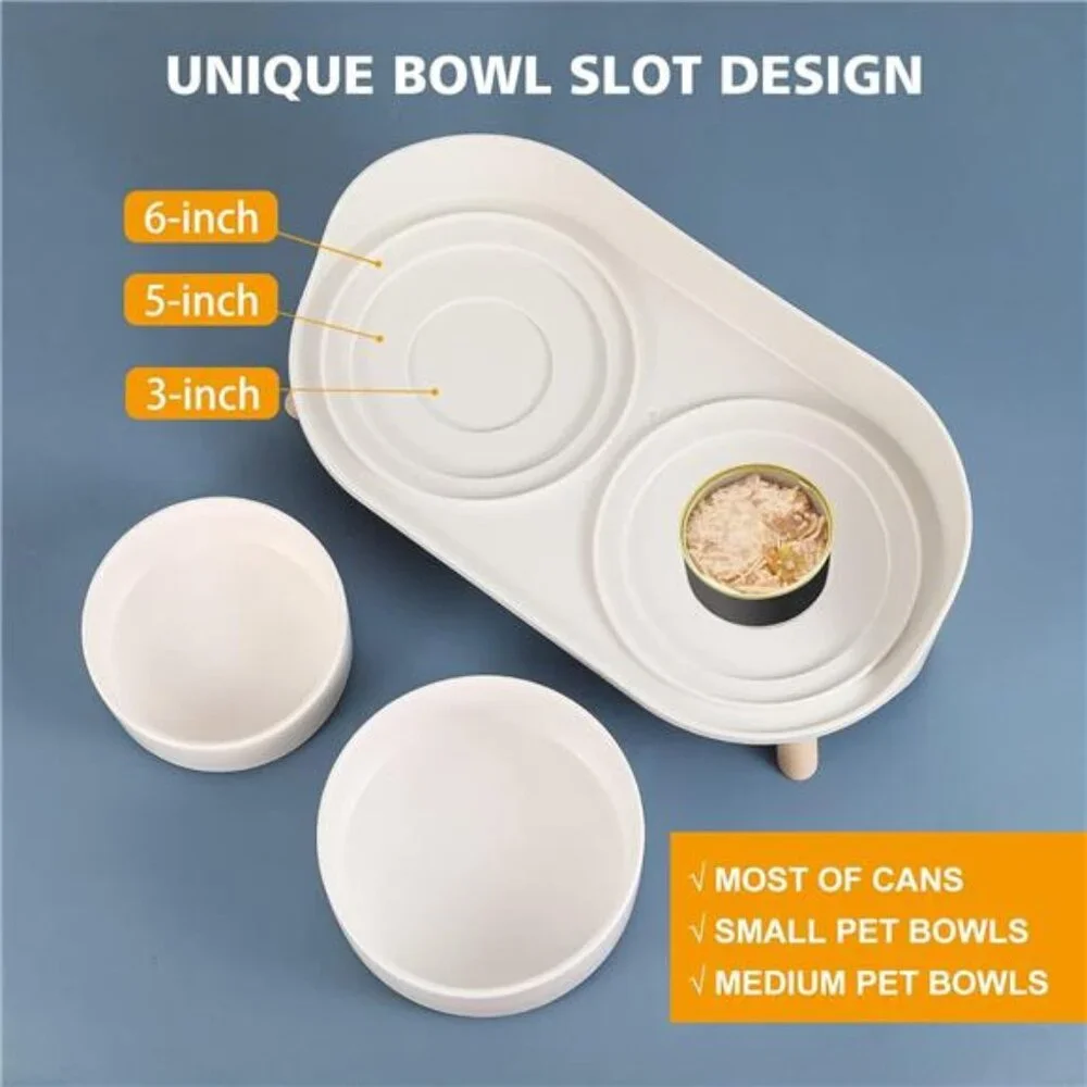 Elevated Ceramic Dog Bowl Set - Double Dog Feeding Bowls with Stand Splash